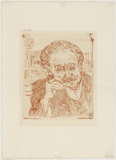 The Man with the Pipe (Portræt af Dr. Paul Gachet), ca. 1890-1909 (radering på papir) af Vincent van Gogh
