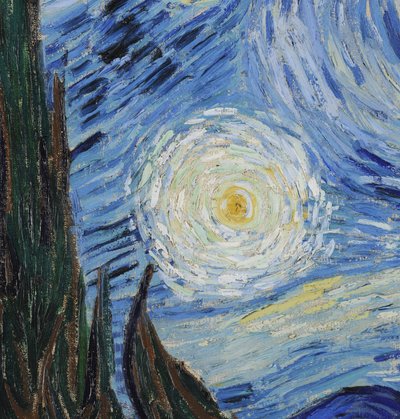 The Starry Night, juni 1889 (olie på lærred) (detalje af 702746) af Vincent van Gogh