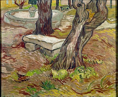 Parken ved Saint Paul-asylet (Saint Paul) i Saint-Remy (Saint Remy) eller Bench de Pierre. Maleri af Vincent Van Gogh (1853-1890) af Vincent van Gogh