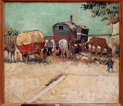 Trailerne, en lejr af bohemer i nærheden af Arles. Maleri af Vincent Van Gogh (1853-1890) af Vincent van Gogh