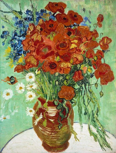 Vase med kornblomster og valmuer af Vincent van Gogh