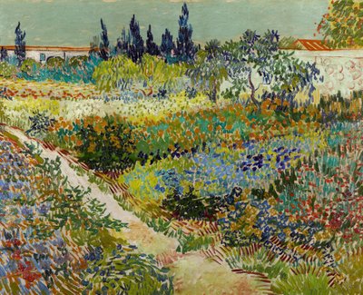 ""Udsigt over den blomstrende have med sti"" (Blomstrende have med sti) Maleri af Vincent van Gogh (1853-1890) 1888 Gemeentemuseum Den Haag, Haag, Holland af Vincent van Gogh