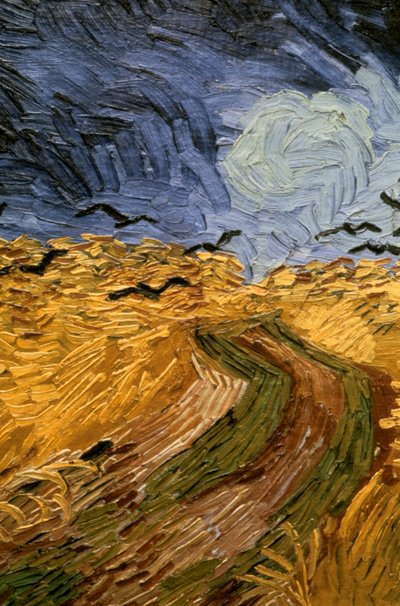 Hvedemark med krager, detalje 1890. af Vincent van Gogh