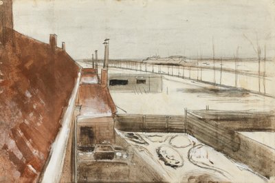Udsigt fra vinduet til Vincents -studiet om vinteren II (1883) af Vincent van Gogh