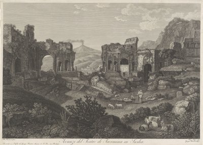 Teater van Taormina Rester fra teatret i Taormina på Sicilien (titel på objektet) af Vincenzo Alloja