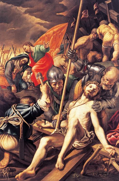 Kristus bliver naglet til korset, af Vincenzo Campi af Vincenzo Campi