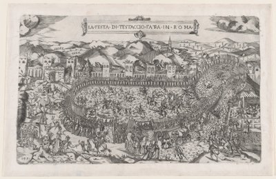 Mirror of Roman Magnificence: Karnevalsspil afholdt i Mount Testaccio i Rom, 1558., 1558 af Vincenzo Luchino