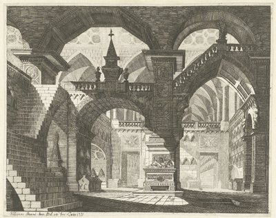 Kerkinterieur Caprici of theatrical scenes (serietitel) af Vincenzo Mazzi