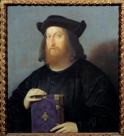 Portræt af digteren og arkitekten Giangiorgio Trissino (1478-1550). Maleri af Vincenzo Catena (1470-1531) 15. århundrede søn. 0,72x0,63 m - Portræt af digteren og arkitekten Giangiorgio Trissino (1478-1550). Maleri af Vincenzo Catena (1470-1531) af Vincenzo di Biagio Catena