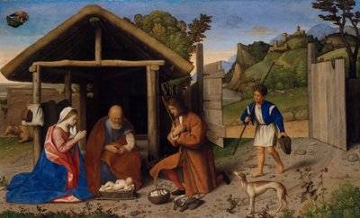 Tilbedelsen af hyrderne, ca. 1520 (olie på lærred) af Vincenzo di Biagio Catena