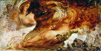 Hercules og Hydra, det andet arbejde (olie på lærred) af Violet Brunton
