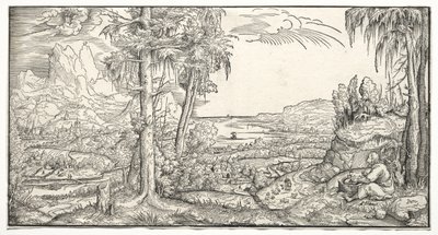 St. John på øen Patmos, ca. 1545-55. af Virgilius Solis