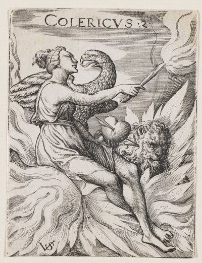 Kolerisk temperament, ca. 1530-62 (gravering) af Virgilius the elder Solis