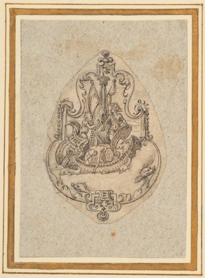 Design til et pendel, der viser Bacchus til søs af Virgilius the elder Solis