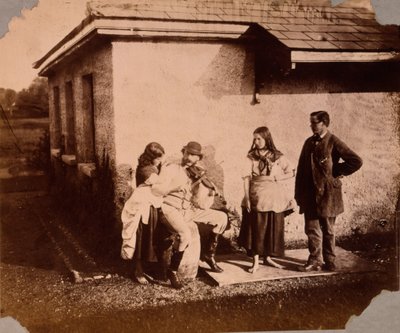 Børn lytter til en mand, der spiller violin, ca.1859-61 af Viscountess Hawarden