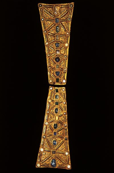 Hals på et processionskors i guld, granat og perler fra Guarrazar-skatten, 7. århundrede (guld, granat og perler) af Visigothic