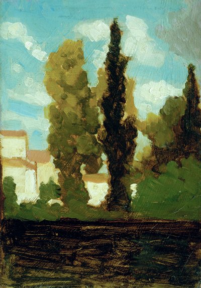 Studie af en landsby, ca. 1860 (olie på karton) af Vito d
