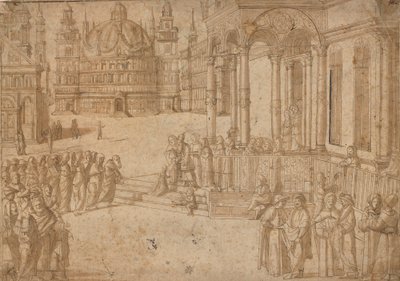 Efter Carpaccio - Præsentationen af Jomfru Maria i templet ca. 1500-20 af Vittore Carpaccio