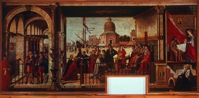 Ankomst af engelske ambassadører ved Court of Bretagne (maleri) af Vittore Carpaccio