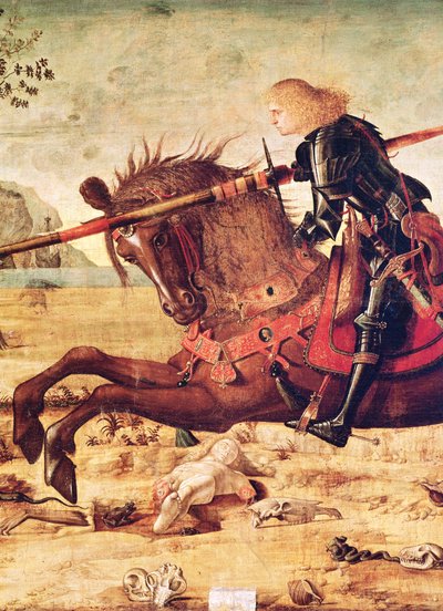 Detalje af St. George, der dræber dragen, ca. 1502-07 af Vittore Carpaccio
