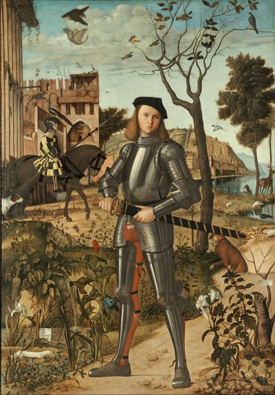 Ung ridder i et landskab af Vittore Carpaccio