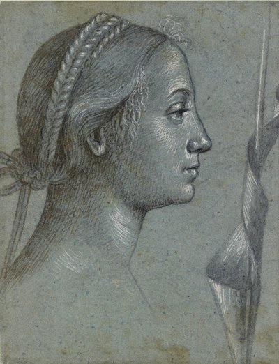 Hovedet af en kvinde med en vimpel viklet om en pæl, slutningen af det 15. århundrede af Vittore Carpaccio