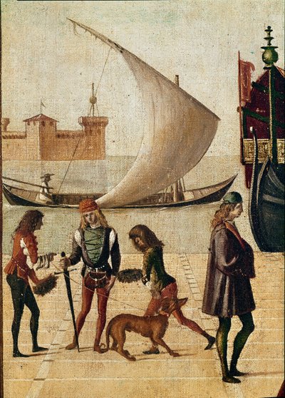 Legenden om St. Ursula: detaljeret ankomst af ambassadørerne (fra den gyldne legende af Jacopo da Varagine) (temperaa på lærred af Vittore Carpaccio