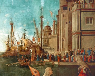 Skibe i havnen (maleri på lærred) af Vittore Carpaccio