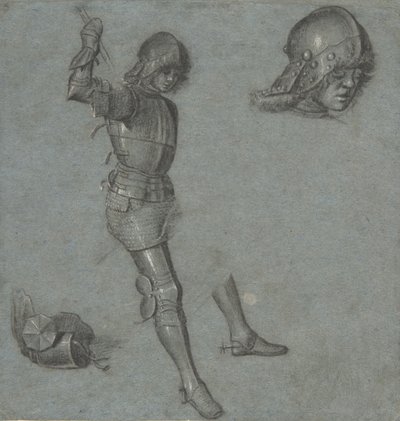 Studier af en siddende ungdom i rustning, ca. 1505. af Vittore Carpaccio