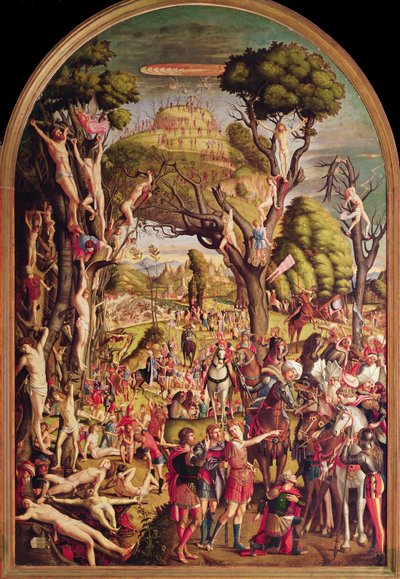 Korsfæstelsen og forherligelsen af de ti tusinde martyrer på Ararat-bjerget af Vittore Carpaccio