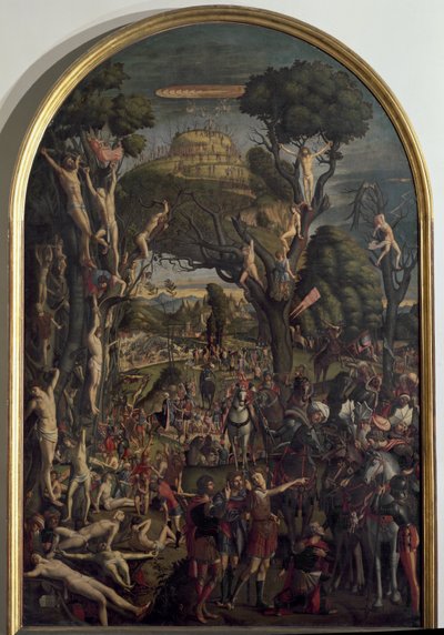 Korsfæstelsen af de ti tusinde martyrer på Ararat-bjerget - Olie på lærred af Vittore Carpaccio