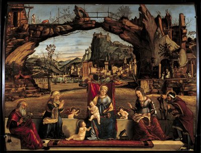 Den hellige samtale-maleri af Vittore Carpaccio (1450-1526) 1500-tallet søn. 0,98x1,27 m Avignon, Museum of the Little Palace af Vittore Carpaccio
