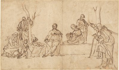Madonnaen og barnet med hellige i et landskab (Sacra Conversazione) af Vittore Carpaccio
