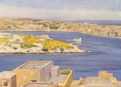 Malta: Sliema (farvelitografi) af Vittorio Boron