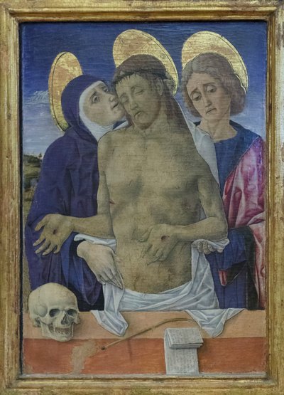 Kristus i medlidenhed med Jomfru Maria og Johannes Evangelisten, ca. 1490-1500 (olie på panel) af Vittorio Crivelli