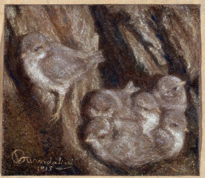 La couvee Pastel af Vittorio Guandalini (1861-1923) af Vittorio Guandalini
