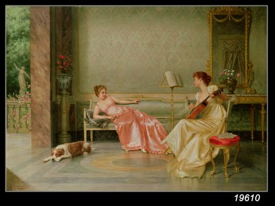 Et musikalsk mellemspil (olie på lærred) af Vittorio Reggianini