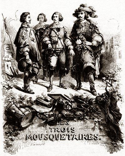 Titelblad fra "De tre musketerer" af Vivant (after) Beauce