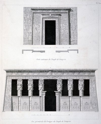 En døråbning og portal ved Tentyris-templet, 1800-tallet af Vivant Denon