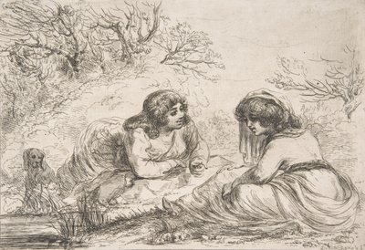 To kvinder i et landskab, 1700-begyndelsen af 1800-tallet., 1700-begyndelsen af 1800-tallet. af Vivant Denon