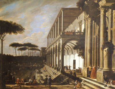 Festmåltid i villaen Poggioreale, af Viviano Codazzi (ca. 1604-1670) af Viviano Codazzi