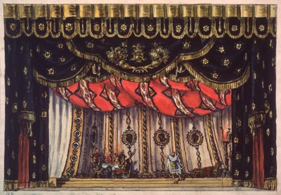 Scenedesign til skuespillet Jerusalems ødelægger af Arvid Jarnefelt (1861-1932) - Oeuvre de Vladimir Alexeyevich Shchuko (1878-1939), akvarel, gouache osv. af Vladimir Alexeyevich Shchuko