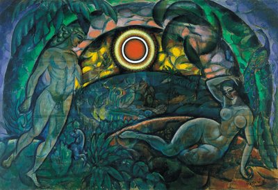 Adam og Eva, 1912 af Daniel Vladimir Baranoff-Rossine