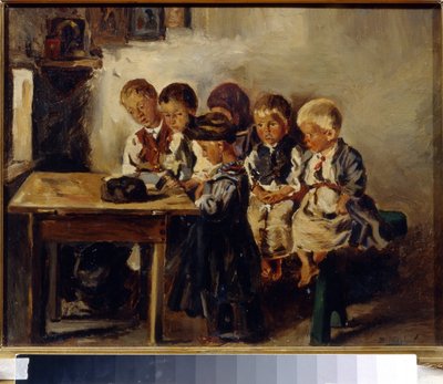 Vent på elskerinden. (Venter på lærer). Maleri af Vladimir Yegorovich Makovsky (Makovsky, Makovskij) (1846-1920), olie på lærred af Vladimir Egorovic Makovsky