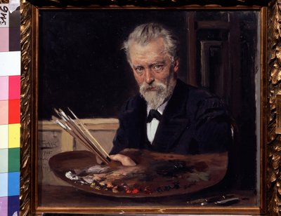Selvportræt (Selvportræt). Maleri af Vladimir Yegorovich Makovski (Makovsky, Makovskij) (1846-1920), huile sur toile af Vladimir Egorovic Makovsky