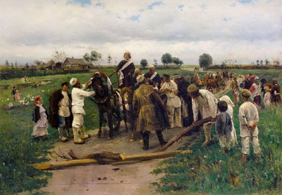 Betaling af løsesum for bruden. Maleri af Vladimir Makovsky - Betale en løsesum for bruden - Vladimir Yegorovich Makovsky (1846-1920). olie på lærred af Vladimir Egorovic Makovsky