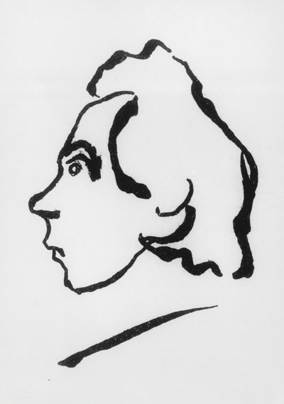 Portræt af Viktor Vladimirovich Khlebnikov, bedre kendt under pseudonymet Velimir Khlebnikov (1885-1922) (tegning) af Vladimir Vladimirovic Majakovskij