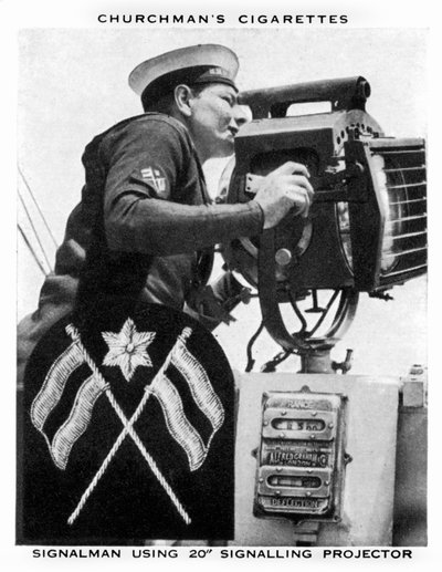 Signalmand ved hjælp af 20 signalprojektor, 1937. af WA and AC Churchman