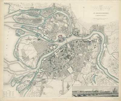 Kort over Petersborg, 1834 af W.B. Clarke