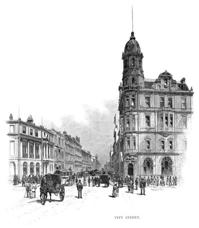Pitt Street, Sydney, New South Wales, Australien, 1886. af WC Fitler